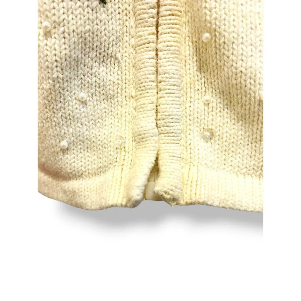 Vintage Cardinal Sweater Extra Large Beaded Sequin‎ Pearl Holiday Zipper Closure - Picture 8 of 15